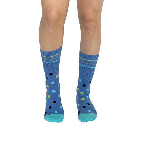 Polka Dots Navy + Teal Diabetic Socks